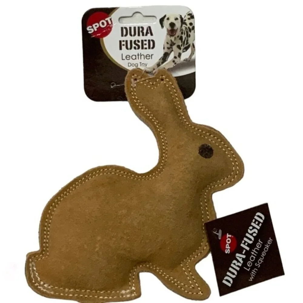 Spot Dog Toy Fused Leather Squeaky Rabbit Strong Durable Toy Ethical Products
